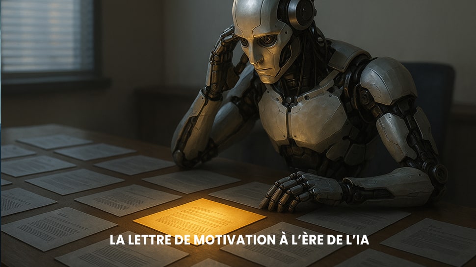 Illustration d’une lettre de motivation moderne se démarquant à l’ère de l’IA.